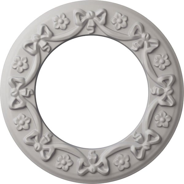 Ekena Millwork Ribbon with Bow Medallion (Canopies up to 7 1/2"), 12 1/4"OD x 7 1/2"ID x 7/8"P, Ultra Pure White CM12RIUWF - main